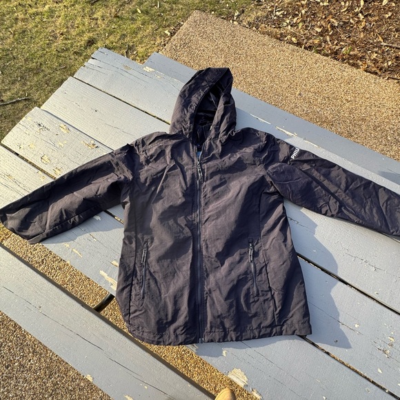 Lands' End Black Hooded Raincoat Water-Resistant - Picture 4 of 8